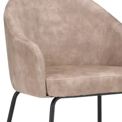 Straluma Stoffen armstoel sand met smalle metalen poot></noscript> Eetkamerstoelen