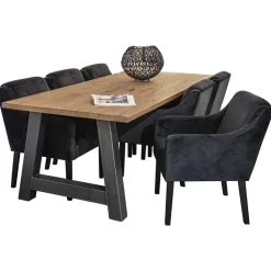 Straluma Stoffen armstoel zwart met zwarte poot></noscript> Eetkamerstoelen