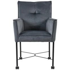 Straluma Stoffen eetkamerstoel grijs/blauw op wieltjes> Eetkamerstoelen