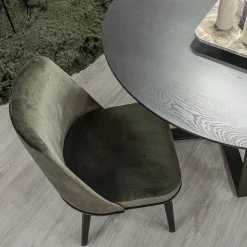 Straluma Stoffen eetkamerstoel groen met zwarte houten poot></noscript> Eetkamerstoelen