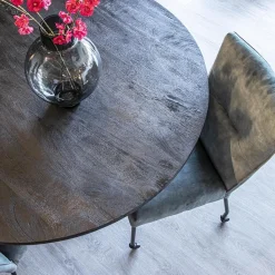 Straluma Stoffen eetkamerstoel met zwarte poot en wieltjes></noscript> Eetkamerstoelen