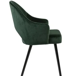 Straluma Stoffen eetkamerstoel velours groen met zwarte houten poot></noscript> Eetkamerstoelen