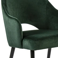 Straluma Stoffen eetkamerstoel velours groen met zwarte houten poot></noscript> Eetkamerstoelen