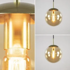 Straluma Strak klassieke hanglamp amber glas met messing 20 cm></noscript> Woonkamerlampen|Slaapkamerlampen