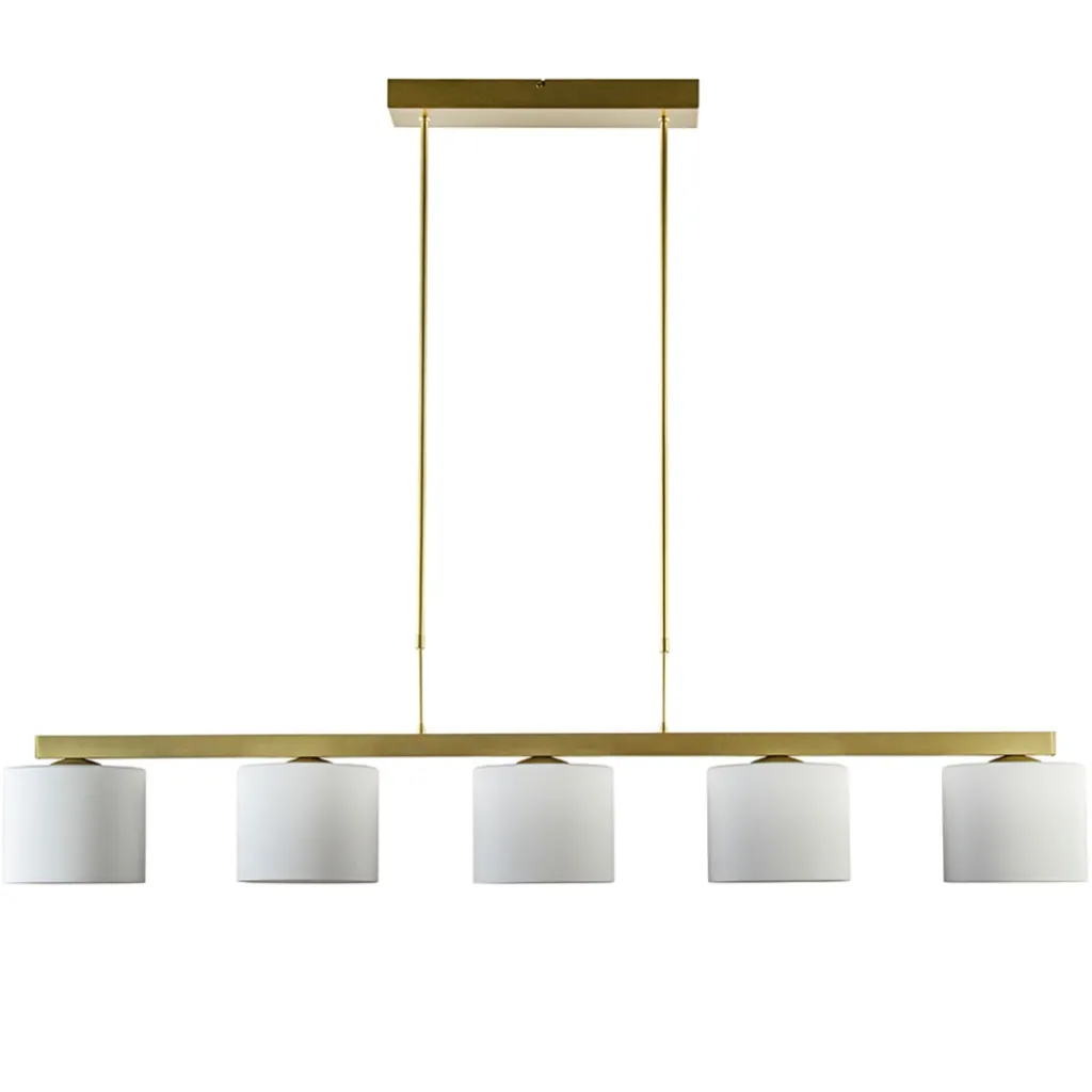 Straluma Strak klassieke hanglamp goud met mat wit glas> Hanglampen|Eettafellampen