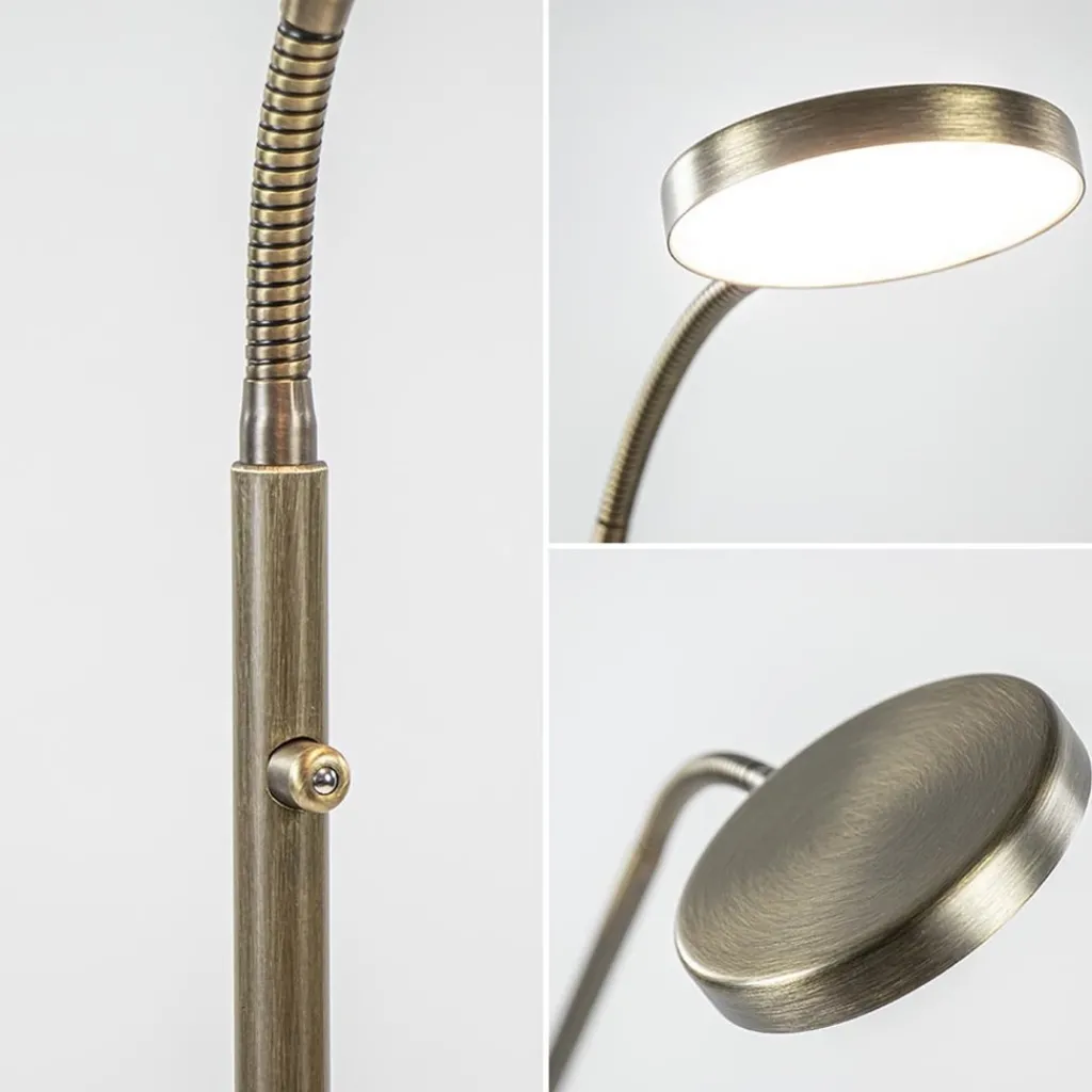 Straluma Strak klassieke LED leeslamp brons dim to warm> Vloerlampen|Leeslampen