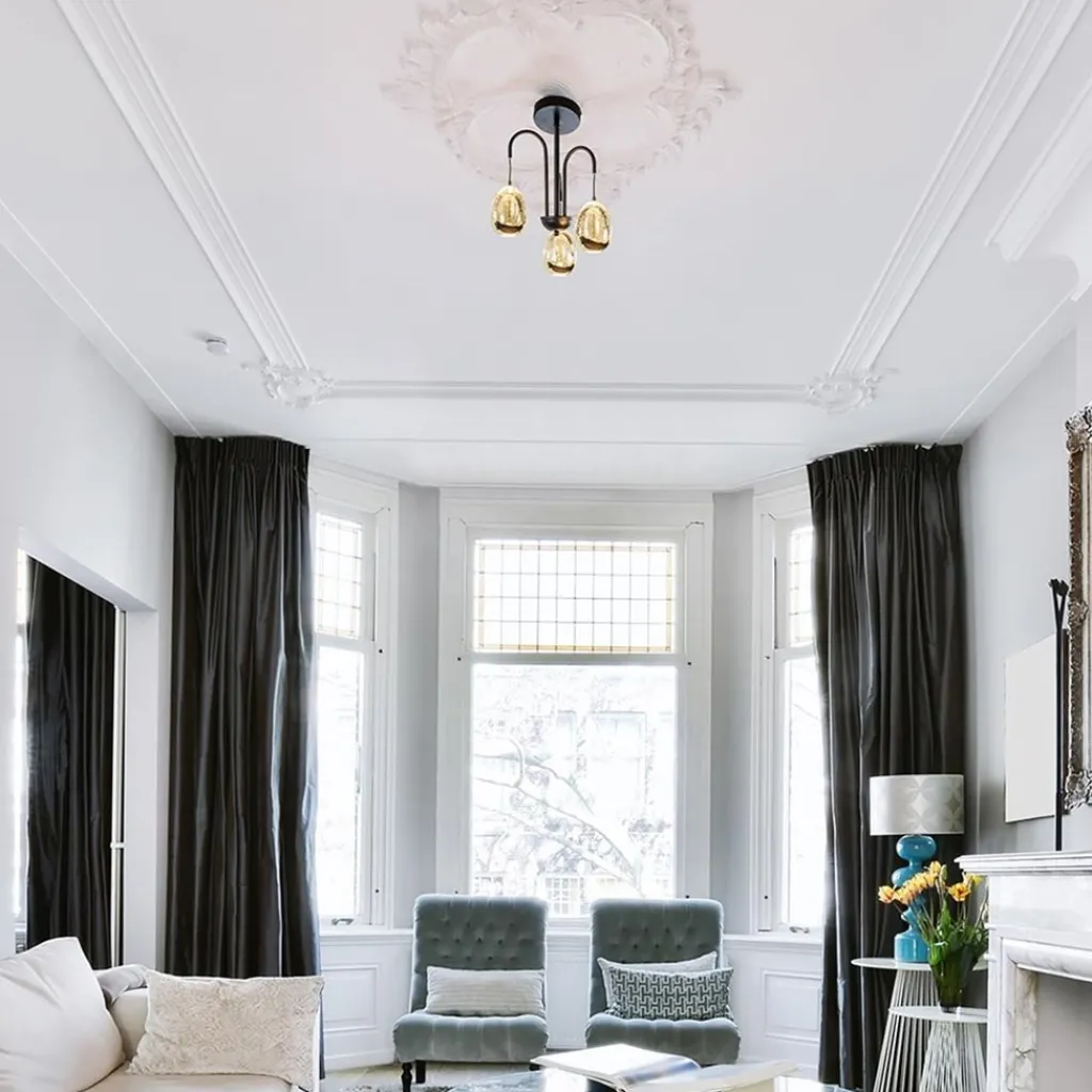 Straluma Strak klassieke plafondlamp egg goud met zwart> Plafondlampen|LED Plafondlampen