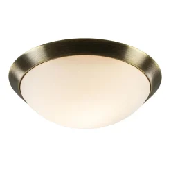 Straluma Strak klassieke plafonnière brons met mat wit glas> Plafonnières|Keukenverlichting