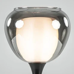 Straluma Strak klassieke tafellamp zwart met smoke glazen kap><noscript><img width=