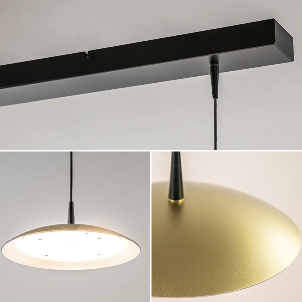 Straluma Strakke 3-lichts hanglamp LED mat zwart/mat goud> Hanglampen|Eettafellampen