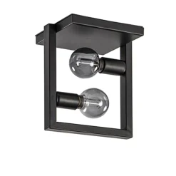 Straluma Strakke zwarte plafonnière metaal Frame> Plafonnières|Woonkamerlampen