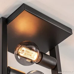 Straluma Strakke zwarte plafonnière metaal Frame></noscript> Plafonnières|Woonkamerlampen