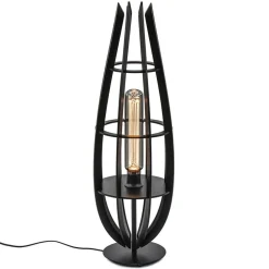 Straluma Tafellamp / vloerlamp mat zwart hout> Tafellampen|Vloerlampen