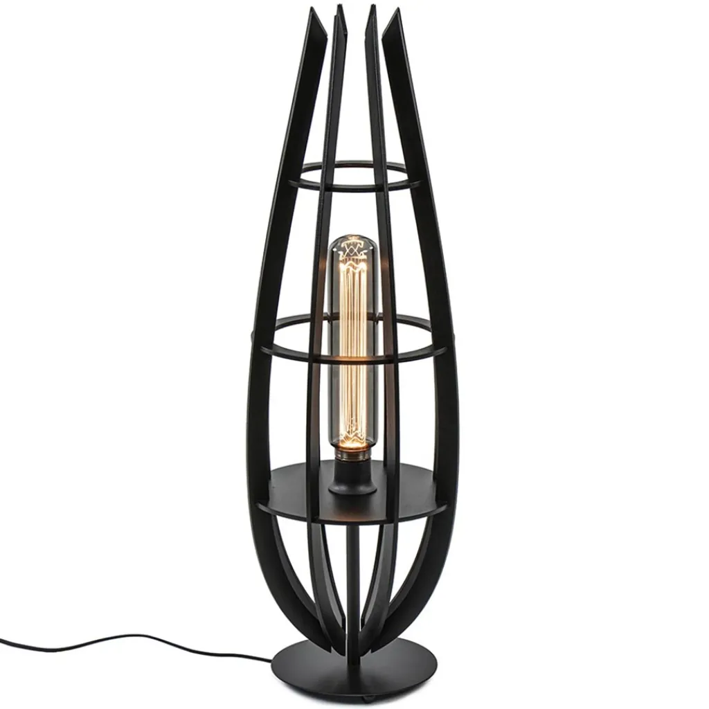 Straluma Tafellamp / vloerlamp mat zwart hout> Tafellampen|Vloerlampen