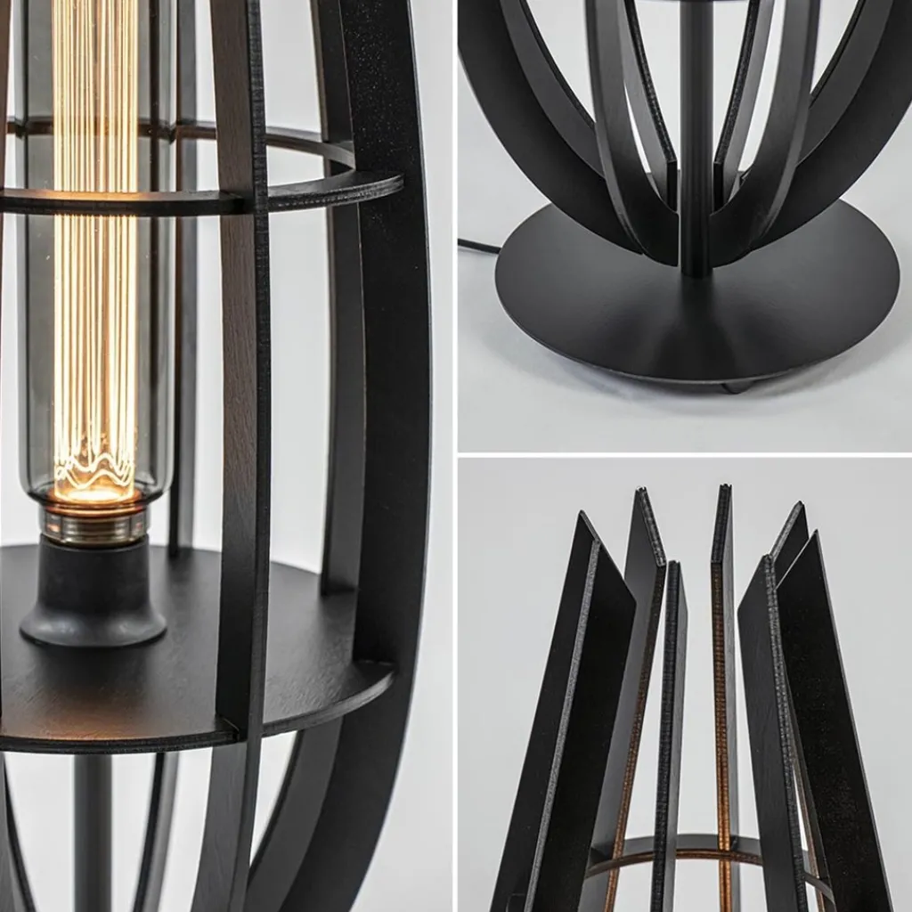 Straluma Tafellamp / vloerlamp mat zwart hout> Tafellampen|Vloerlampen