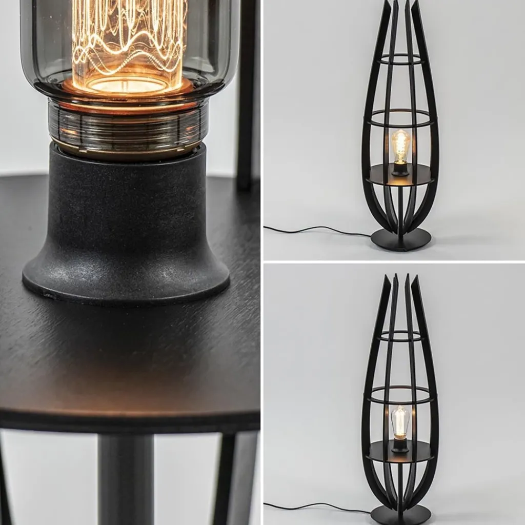 Straluma Tafellamp / vloerlamp mat zwart hout> Tafellampen|Vloerlampen