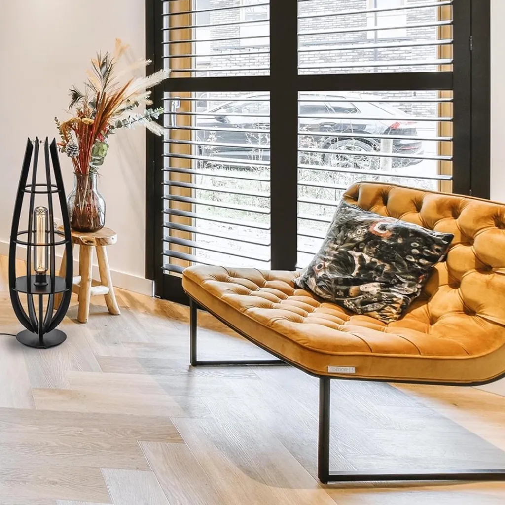 Straluma Tafellamp / vloerlamp mat zwart hout> Tafellampen|Vloerlampen