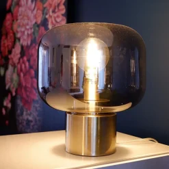 Straluma Tafellamp Arturan brons met smoke glazen kap></noscript> Light and Living|Woonkamerlampen