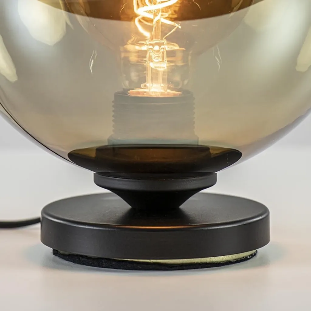 Straluma Tafellamp Bella zwart + smoke glas 20cm> Woonkamerlampen|Slaapkamerlampen