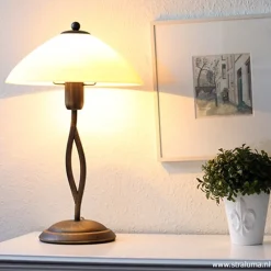 Straluma Tafellamp Capri brons/Glas></noscript> Nachtkastlampen|Woonkamerlampen