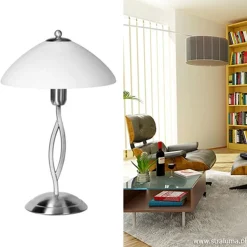 Straluma Tafellamp Capri staal/glas></noscript> Nachtkastlampen|Woonkamerlampen