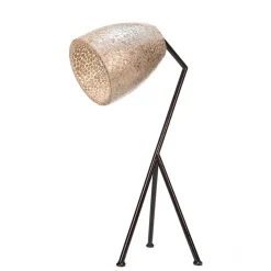 Straluma Tafellamp driepoot zwart/schelpen gold> Schelpenlampen|Woonkamerlampen