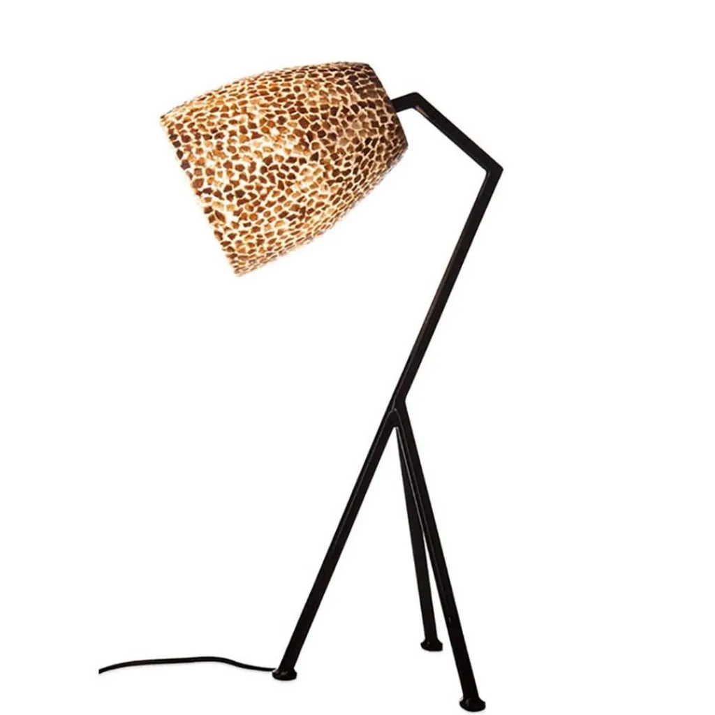 Straluma Tafellamp driepoot zwart/schelpen gold> Schelpenlampen|Woonkamerlampen