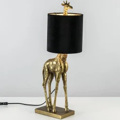 Straluma Tafellamp Giraffe groot antiek brons met velvet zwarte kap> Light and Living|Woonkamerlampen
