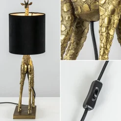 Straluma Tafellamp Giraffe groot antiek brons met velvet zwarte kap></noscript> Light and Living|Woonkamerlampen