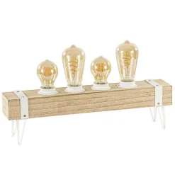 Straluma Tafellamp houten balk met witte pootjes 4-lichts exclusief lichtbron> Slaapkamerlampen|Halverlichting