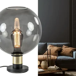 Straluma Tafellamp Lazise 25cm zwart/smoke/goud><noscript><img width=