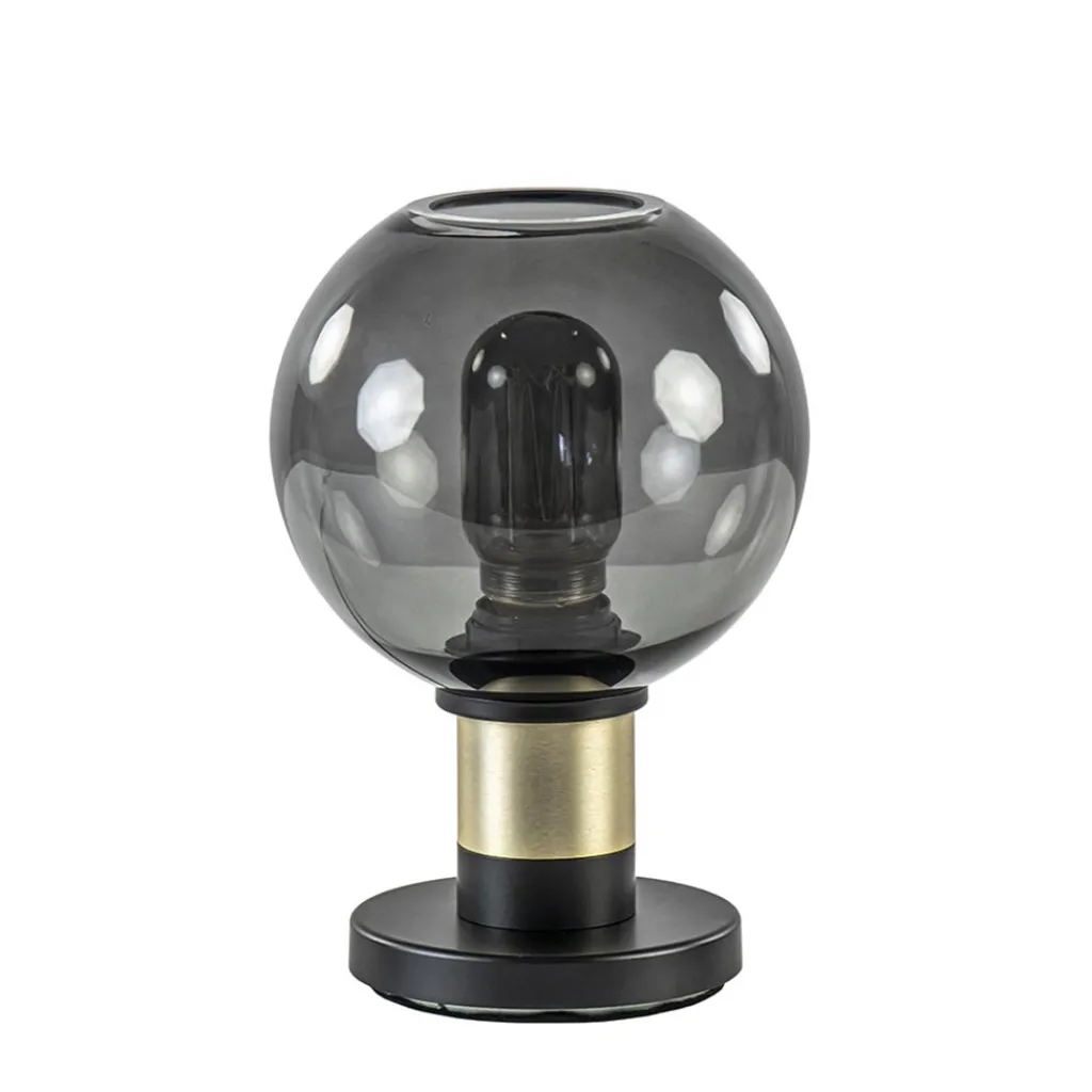 Straluma Tafellamp Lazise 15cm zwart/smoke/goud> Tafellampen|Klassieke Verlichting