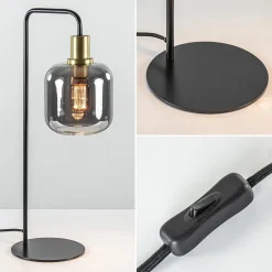 Straluma Tafellamp Lekar zwart/brons met smoke glazen kap> Light and Living|Woonkamerlampen