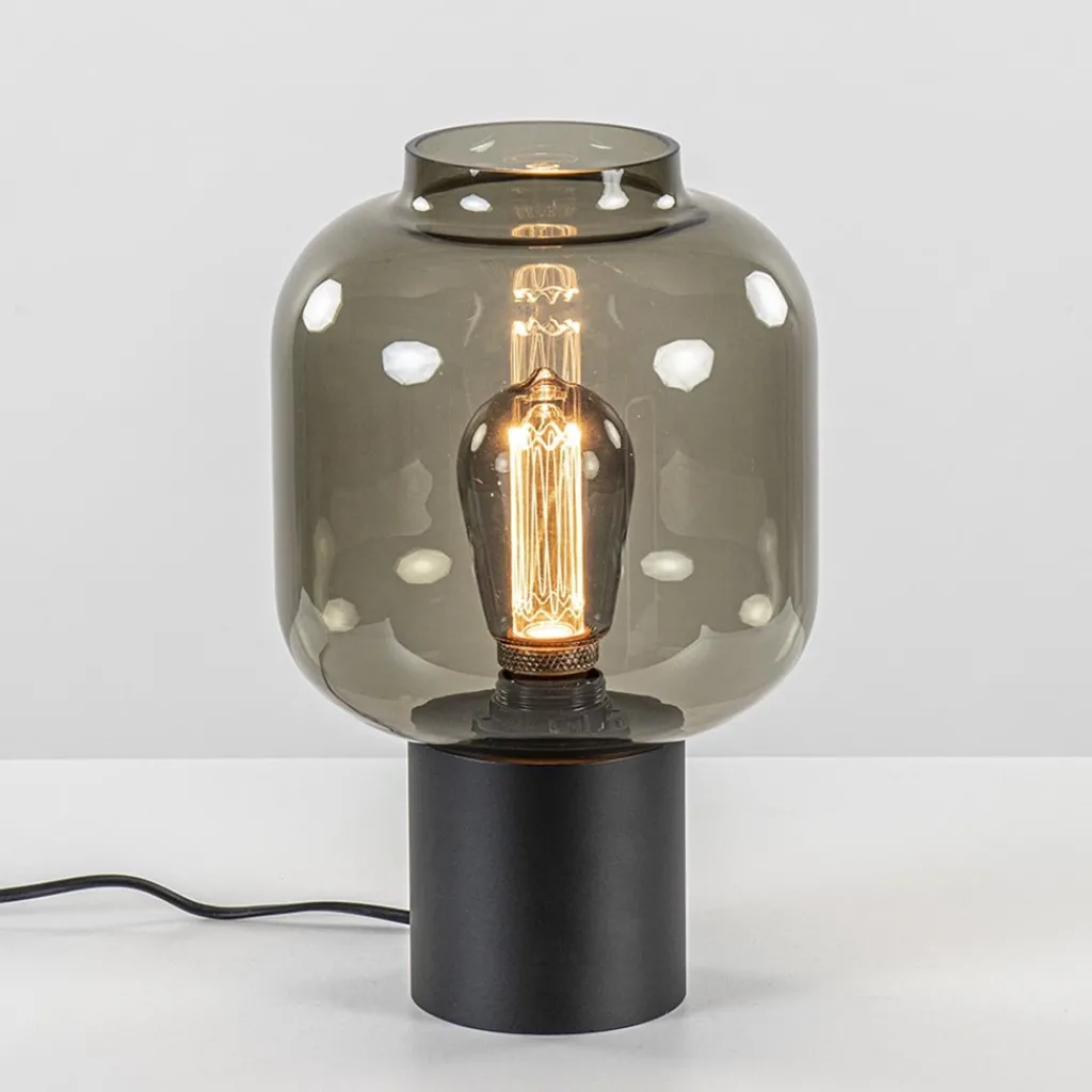 Straluma Tafellamp Lett zwart + smoke glas 20cm> Tafellampen|Design Verlichting
