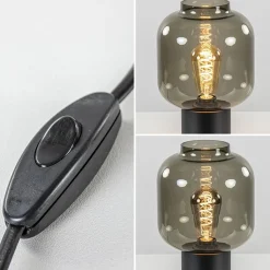 Straluma Tafellamp Lett zwart + smoke glas 20cm><noscript><img width=