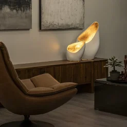 Straluma Tafellamp mat wit met goldleaf groot></noscript> Tafellampen|Decoratieve Verlichting