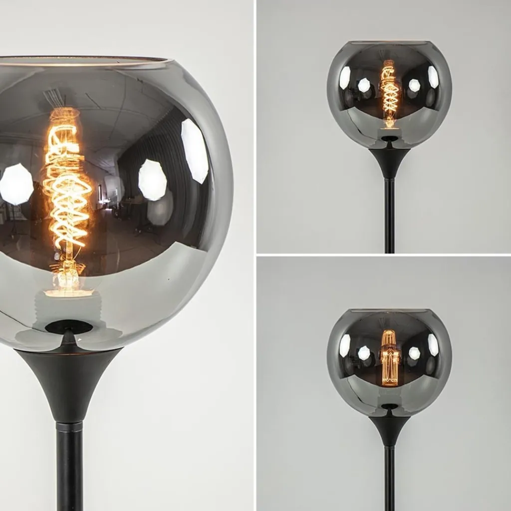 Straluma Tafellamp mat zwart met 20 cm smoke glazen bol> Tafellampen|Luxe Verlichting