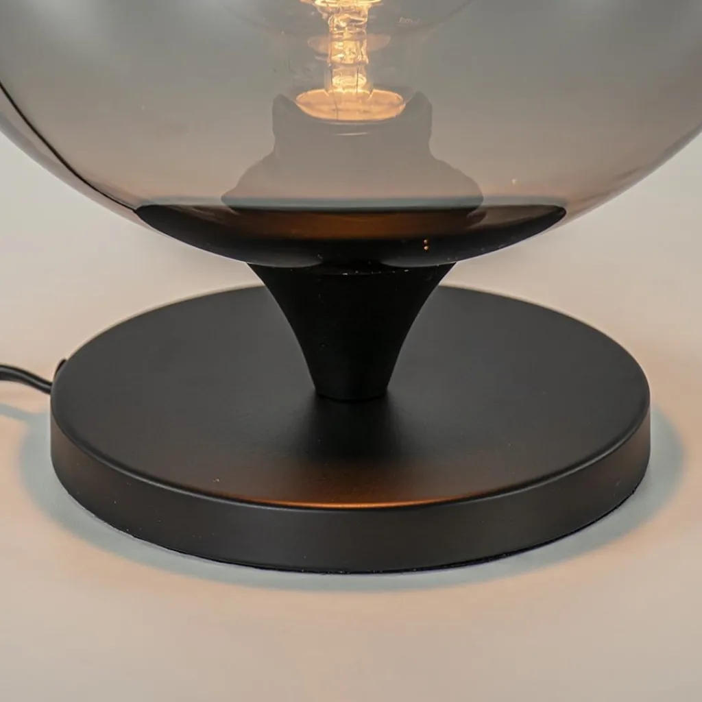 Straluma Tafellamp mat zwart met smoke glas 25 cm> Woonkamerlampen|Slaapkamerlampen