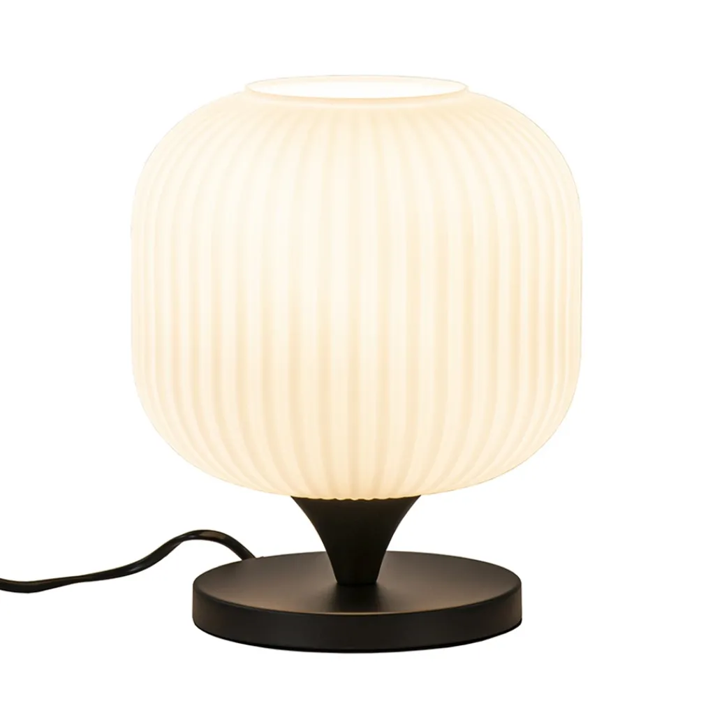 Straluma Tafellamp mat zwart met wit glas> Tafellampen|Retro Verlichting