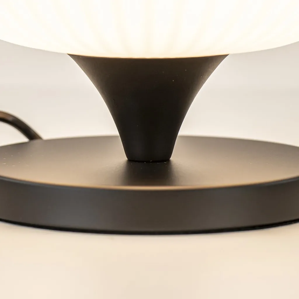 Straluma Tafellamp mat zwart met wit glas> Tafellampen|Retro Verlichting