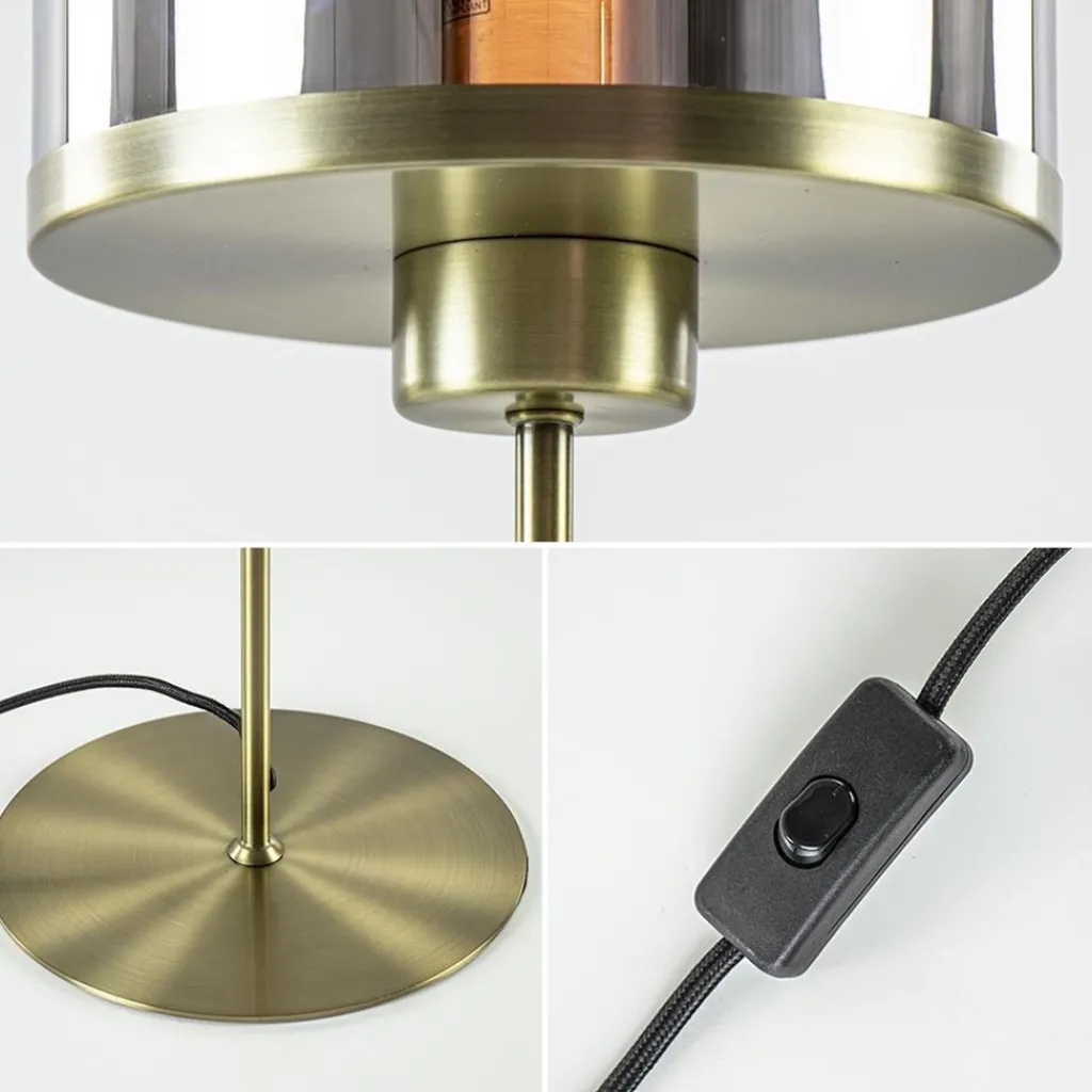 Straluma Tafellamp Maverick antiek brons met smoke glas> Tafellampen|Light and Living