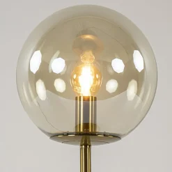 Straluma Tafellamp Medina goud met amber glas L&L> Tafellampen|Light and Living