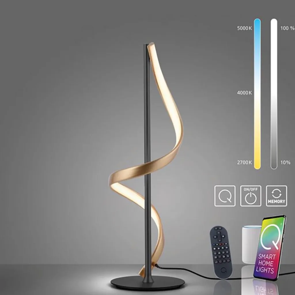 Straluma Tafellamp Q-Swing zwart/matgoud remote cct> Tafellampen|Smart lampen