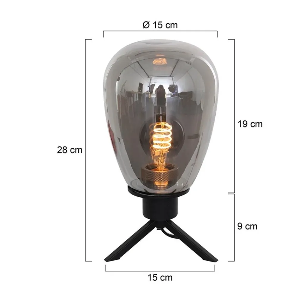 Straluma Tafellamp Reflexion ovaal zwart+smoke> Tafellampen|Driepoot lampen