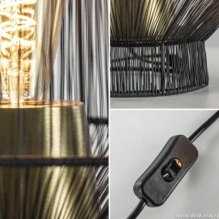 Straluma Tafellamp Vitora mat zwart met bronzen fitting></noscript> Tafellampen|Draadlampen