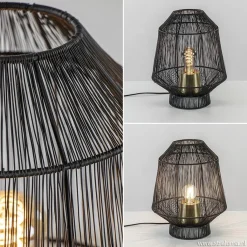 Straluma Tafellamp Vitora mat zwart met bronzen fitting></noscript> Tafellampen|Draadlampen