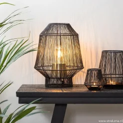 Straluma Tafellamp Vitora mat zwart met bronzen fitting></noscript> Tafellampen|Draadlampen