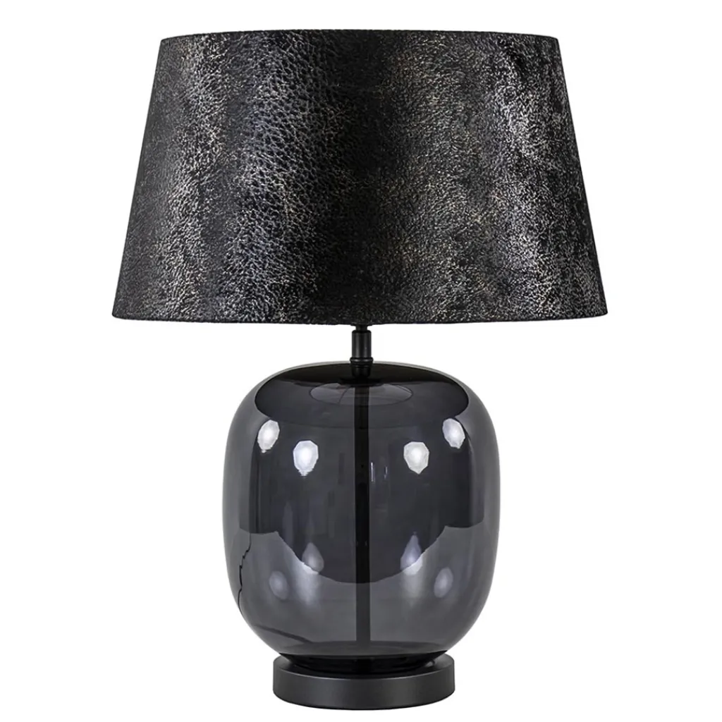 Straluma Tafellamp zwart glas met ronde kap 40 cm> Tafellampen|Schemerlampen