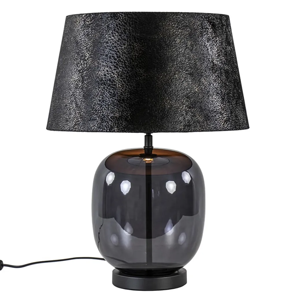 Straluma Tafellamp zwart glas met ronde kap 40 cm> Tafellampen|Schemerlampen