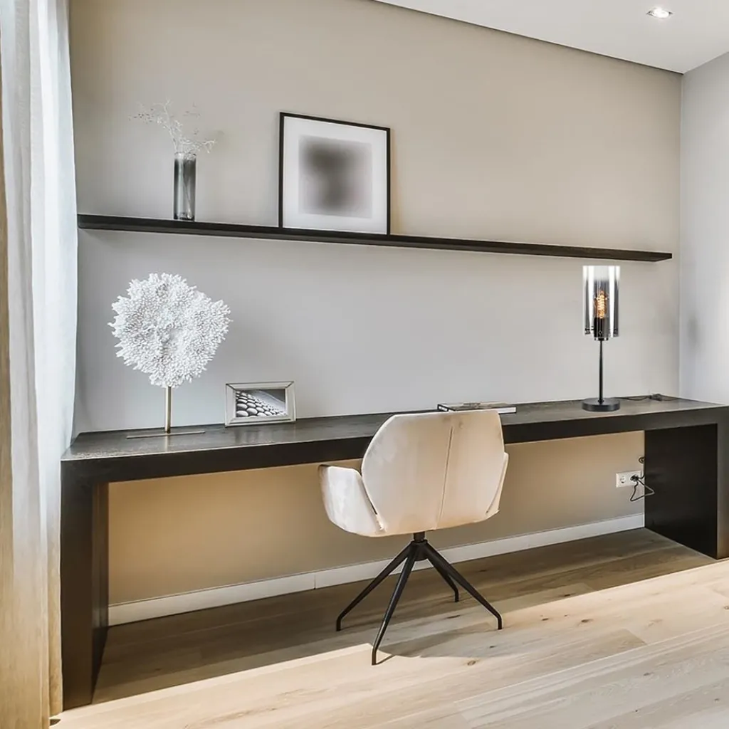 Straluma Tafellamp zwart met cilinder kap smoke gradiënt> Tafellampen|Klassieke Verlichting